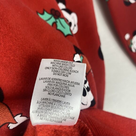 Disney Mickey Mouse Christmas Vibes Sweater Womens Large Red Sweatshirt Pullover - Picture 7 of 7